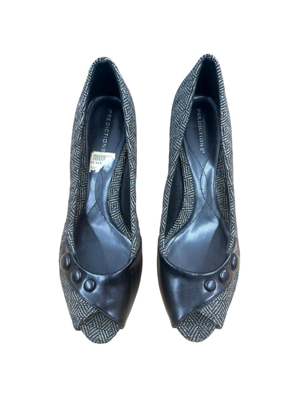 Predictions Tweed & Button Peep Toe Heels - Picture 2 of 7